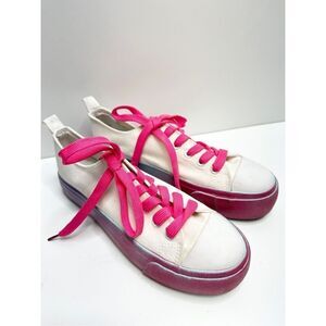 Olivia Miller Shoes Womens Size 8 Sneaker Gazelle White Canvas Pink Ombre Casual